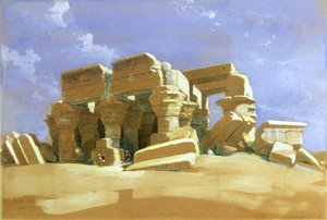 Portik av Temple of Kom Ombo, Övre Egypten, 1838 (wc på papper)