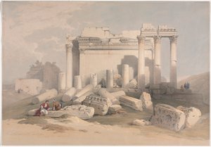 Ruinerna av den östra portiken av Baalbec-templet av David Roberts