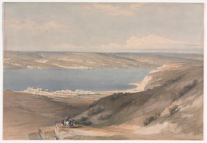 ゲネザレのガリラヤ湖、バシャンスウェディッシュの方を向いている av David Roberts
