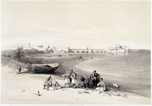 Sidon (Said), teckning gjord den 28/04/1839 i "" The Holy Land"", London 1849 av David Roberts
