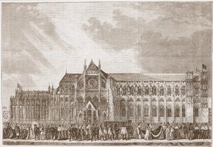 Kröningsprocessen av Anne Boleyn till Westminster Abbey, illustration från "The History of Protestantism" av James Aitken Wylie (1808-1890), pub. 1878 av David Roberts
