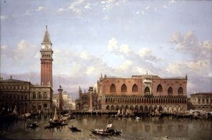 Dogepalatset, Venedig, från Bacino di San Marco av David Roberts