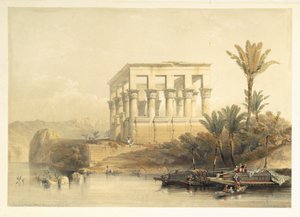 Hypaethral-templet i Philae, kallat Faraos säng, plåt 65 från volym II av "Egypten och Nubia", graverad av puben Louis Haghe (1806-85). 1849