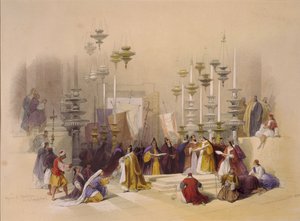 The Stone of Unction vid den heliga graven, Jerusalem av David Roberts