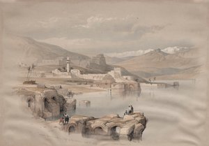 Tiberias, från murarna, Säkerhet i fjärran, 1839. av David Roberts