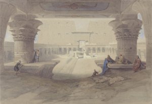 Utsikt från under portiken av templet Edfu, övre Egypten av David Roberts