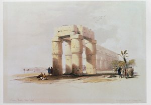 Vy över Luxor, Thebe som visar kolonnaden som omger gården till Luxortemplet ... av David Roberts