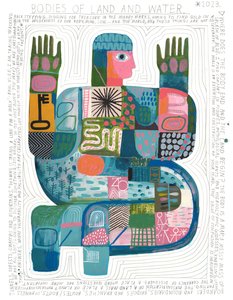 Bodies Of Land And Water, 2023 (akryl och blyerts på papper) av David Shillinglaw