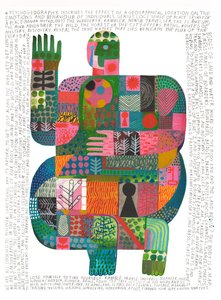 Psykogeografi, 2023 (akryl och blyerts på papper) av David Shillinglaw