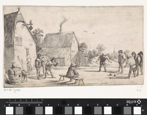 Bönder spelar boule Friluftsgenrescener (serietitel) av David Teniers (II)