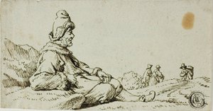 Man vilar i landskap av David Teniers the Younger