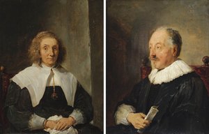 Porträtt av en kvinna och Porträtt av en man av David Teniers the Younger