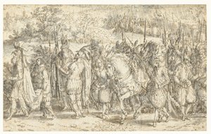 Quintus Fabius Maximus möter sin son till fots Quintus Fabius Maximus Cunctator går till fots för att träffa sin son