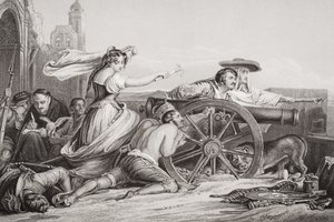 The Defense of Saragossa, 1808, från `Illustrationer av engelsk och skotsk historia