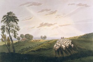 Afternoon, A View in Surrey, illustration från A Treatise on Landscape Painting and Effect in Water Colours, 1841 (handfärgad akvatint)