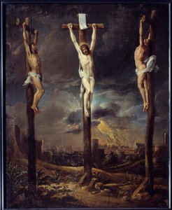 Le Calvary-målning av David Teniers I Le Vieux (1582-1649) 1600-talets sön. 0,86x0,69 m av David the Elder Teniers