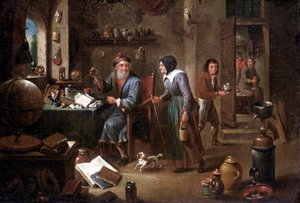 Alkemistens kontor (olja på duk) av David the Elder Teniers