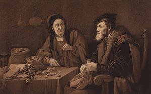 The Misers, från bilden i National Gallery, London (litografi)
