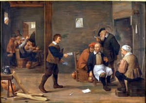 Män som värmer sig framför den öppna spisen i en bistro av David Teniers (1610 - 1690). Museo del Castello. Milano av David Teniers the Younger
