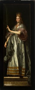 Sockenkyrka (Vår Fru församlingskyrka). Interiör. målning. triptisk. David Teniers den äldre. Bakända. Christiana. av David Teniers the Younger