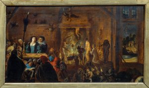 Sabbatsscen. Målning av David II Teniers kallad The Young (1610-1690) Ec. Flam. av David Teniers the Younger