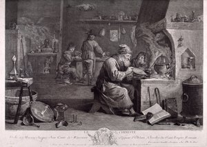 Alkemistens laboratorium (gravyr) av David Teniers the Younger
