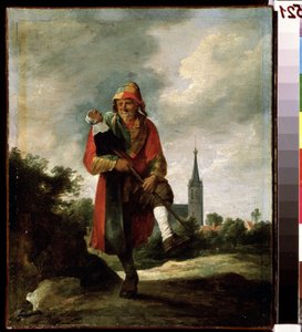 En dåre (En dåre). Målning av David Teniers den yngre (1610-1690). Olja på duk, 35 x 29 cm, ca 1640. Flamländsk konst, barockkonst. Pushkin Museum of Fine Arts, Moskva. av David Teniers the Younger
