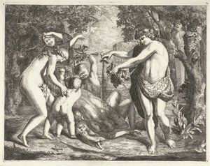 Landskap med Bacchanal, med Bacchus av David van der Plas