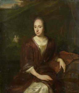 Porträtt av Margaretha Nelis (1652-17050, andra hustru till Casparus Commelin). av David van der Plas