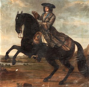 Porträtt av Charles XI de Sweden (1655-1697) (Porträtt av Charles XI of Sweden) - Olja på duk (250x255 cm) av David von Krafft (1655-1724)