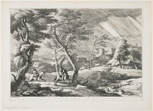 Plåt VII, från en uppsättning landskap, 1743 av Davide Antonio Fossati