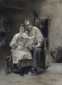 News of the Prodigal (färg litho) av Davidson Knowles