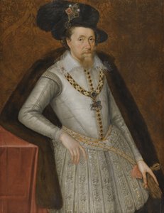 Porträtt av kung James I av England 1566-1625, tidigt 1600-tal av De Critz