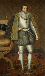 Porträtt av kung James I av England 1566-1625, ca. 1605 av De Critz