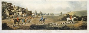 Foxhunting, skylt 4, graverad av Thomas Sutherland (1785-1838) 1817 (färg litho)