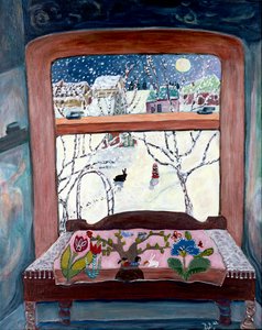 Appliqued, 2022 (akryl på duk) av Deborah Eve Alastra