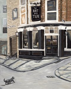 Hat and Tun, 2017 (akryl på duk) av Deborah Eve Alastra