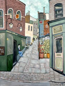 Haunted Pub Hampstead, 2018 (akryl på duk) av Deborah Eve Alastra