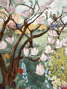 Magnolia Tree, 2019 (akryl på duk) av Deborah Eve Alastra