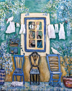 Old Window, 2024 (akryl på duk) av Deborah Eve Alastra