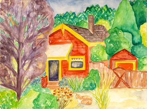 Red House, 2016 (akvarell) av Deborah Eve Alastra