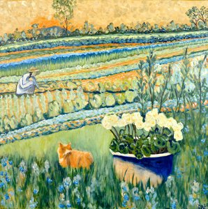 Sheltered in the Garden, 2021 (akryl på duk) av Deborah Eve Alastra