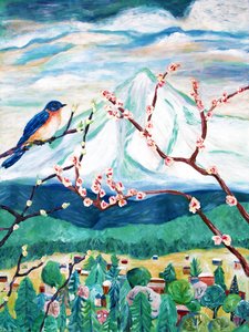 Signs of Spring, 2016 (akryl på duk) av Deborah Eve Alastra