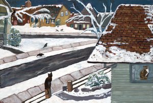 Studio View, 2019 (akryl på duk) av Deborah Eve Alastra