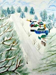 Village Snow, 2014, akryl på duk