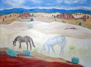 Wild Horses Warm Springs, 2011 (akryl på duk) av Deborah Eve Alastra