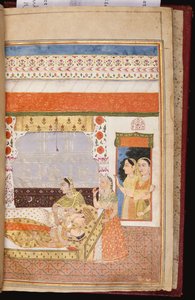 En hinduisk kärlekshistoria om Manshar och Madh, ca 1730