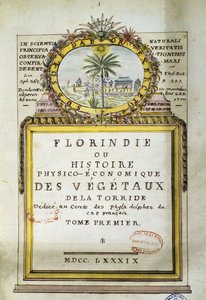 Frontispice av Florindie eller fysisk-ekonomisk historia av växterna i Torride av Delahaye Delahaye