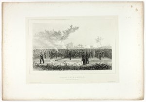 Batteri nr 1 öppnar eld, från Souvenirs of Italy: Rome Expedition av Denis Auguste Marie Raffet