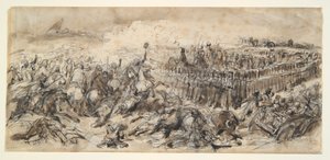 Battle Scene (Studie för The 2nd Light Cavalry som motstår arabernas angrepp) av Denis Auguste Marie Raffet